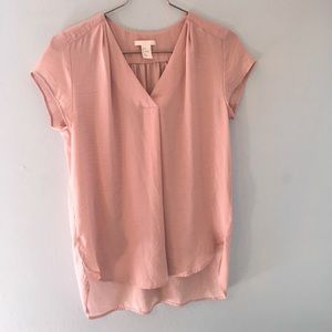 Blush pink v neck shell tunic blouse